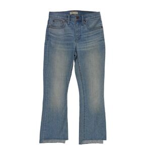 Madewell Cali Demi Boot Cut Jeans Women's Size 27 Blue High Rise Raw Hem‎ Flare
